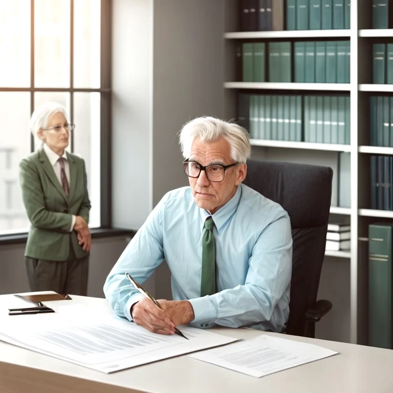 Senior legal consultant reviewing retirement plan